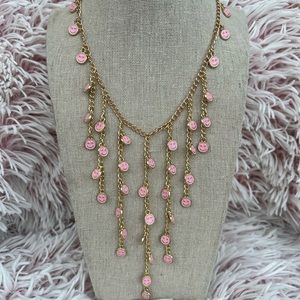 Pink + Gold Smiley Face Chain Necklace